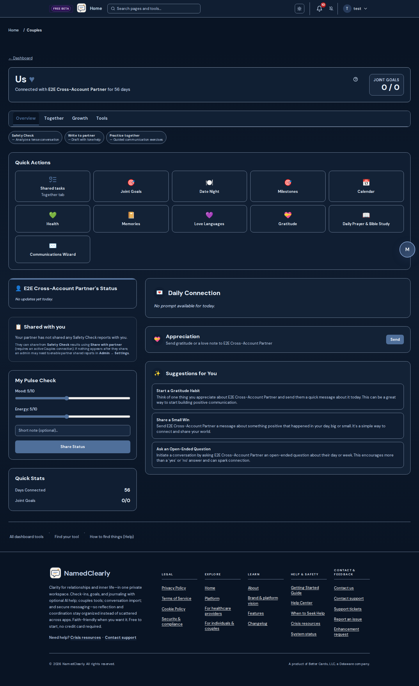 Screenshot: Couples Connect — shared life, conflict, and connection